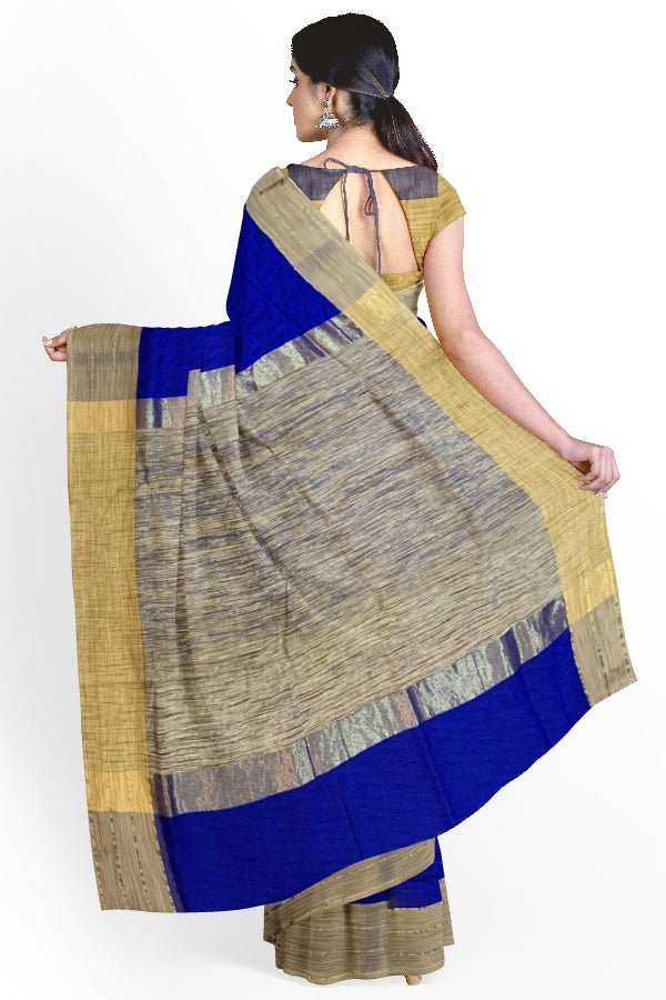 Blue Georgette Saree with Jute Pallu - Samvita