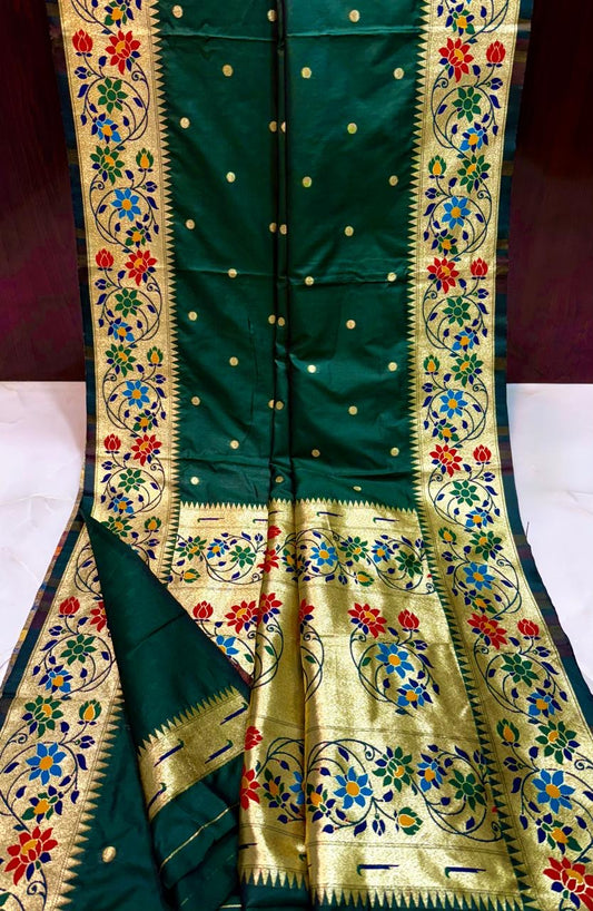 Green Muga Kataan Silk Saree with Rich Zari Work – Royal Weave, Eternal Grace