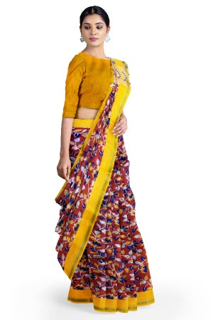 SAMVITA Red Cotton Saree - Pure Cotton Elegance With All Over Printed Design
