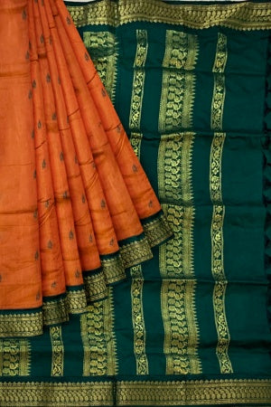 Orange Gadwal Kalyani Cotton Saree