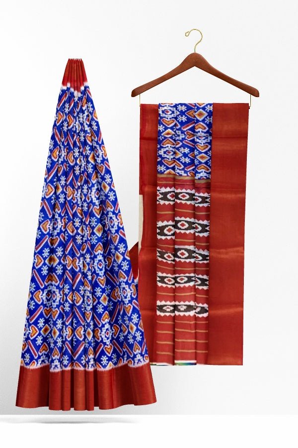 Blue Blended Silk Ikkat Saree - Samvita