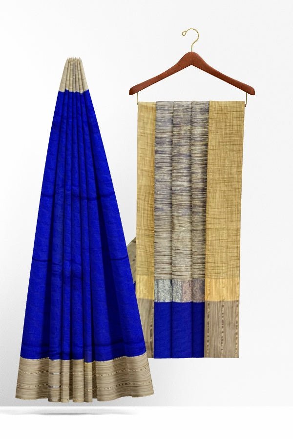 Blue Georgette Saree with Jute Pallu - Samvita