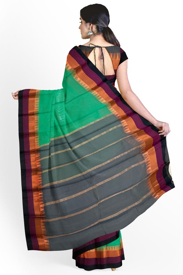 SAMVITA Green South Cotton Silk Saree with Zari Border - Tradition meets the latest trends