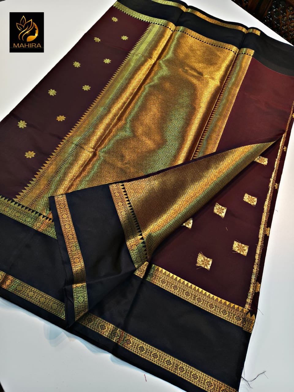 SAMVITA Maroon Silk Saree with Blouse Piece – Shimmering Elegance in Every Fold