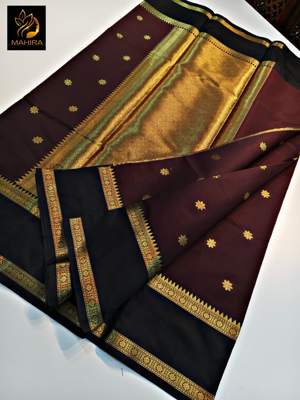 SAMVITA Maroon Silk Saree with Blouse Piece – Shimmering Elegance in Every Fold