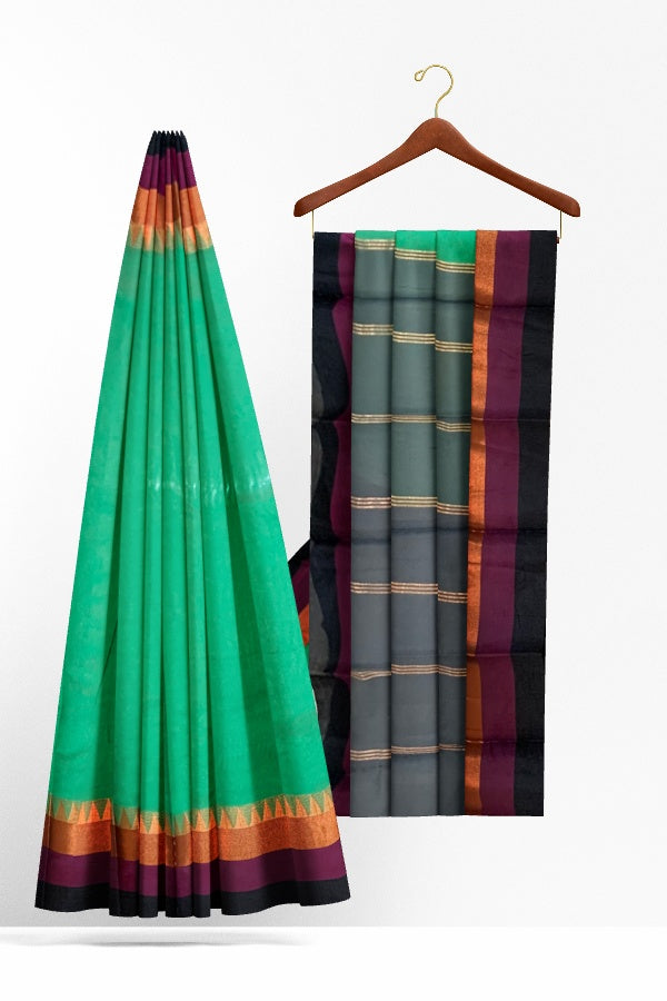 SAMVITA Green South Cotton Silk Saree with Zari Border - Tradition meets the latest trends