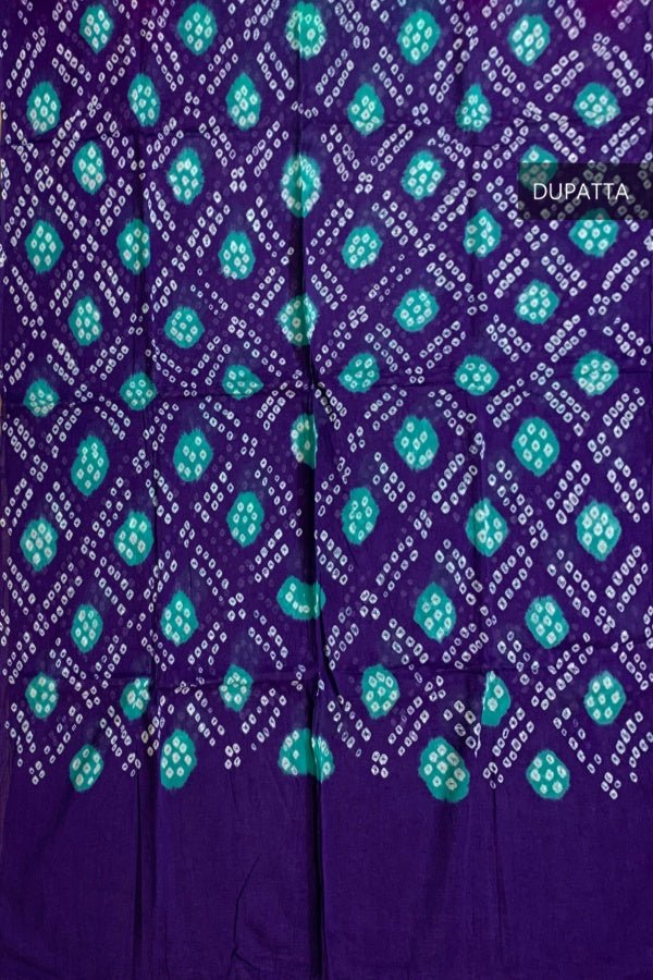 Blue Cotton Bandhani Dupatta - Samvita