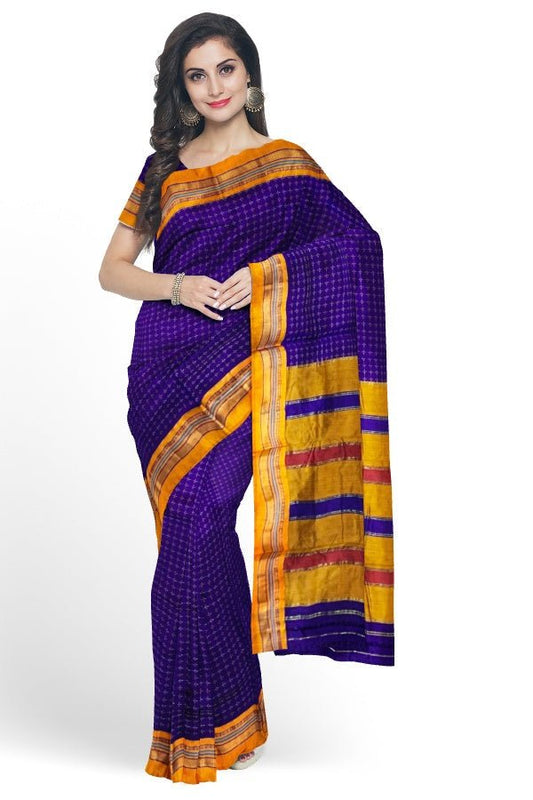 Blue Cotton Silk Ilkal Saree - Samvita