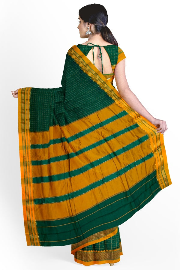 Green Cotton Silk Ilkal Saree |SAMVITA
