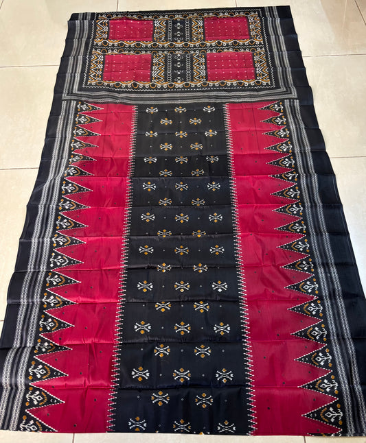 Sustainable Black Silk Saree | Handwoven Banana Stem Fiber | Samvita