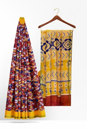 SAMVITA Red Cotton Saree - Pure Cotton Elegance With All Over Printed Design