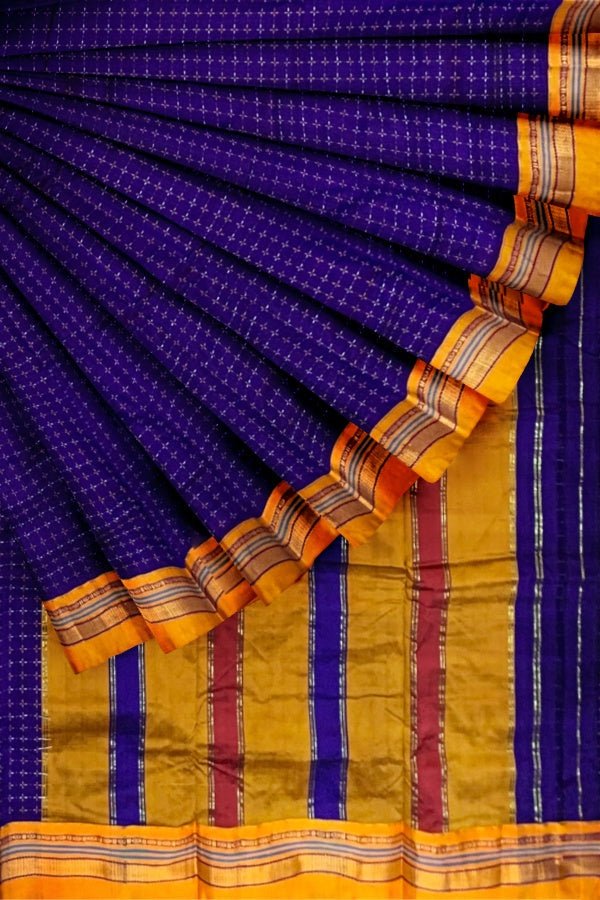 Blue Cotton Silk Ilkal Saree - Samvita