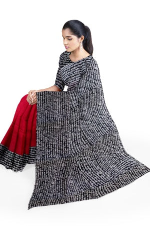 SAMVITA Red Cotton Saree - Pure Cotton Elegance With All Over Printed Design