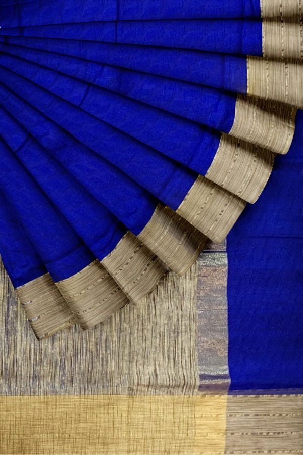 Blue Georgette Saree with Jute Pallu - Samvita