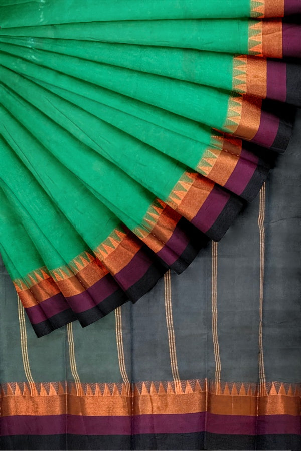 SAMVITA Green South Cotton Silk Saree with Zari Border - Tradition meets the latest trends