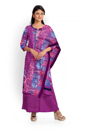 Lavender Pure Cotton Printed Salwar Suit Fabric