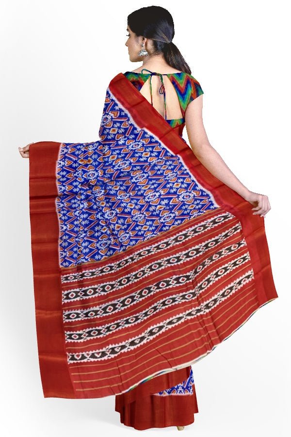 Blue Blended Silk Ikkat Saree - Samvita