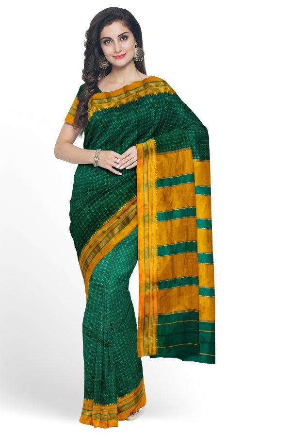 Green Cotton Silk Ilkal Saree |SAMVITA
