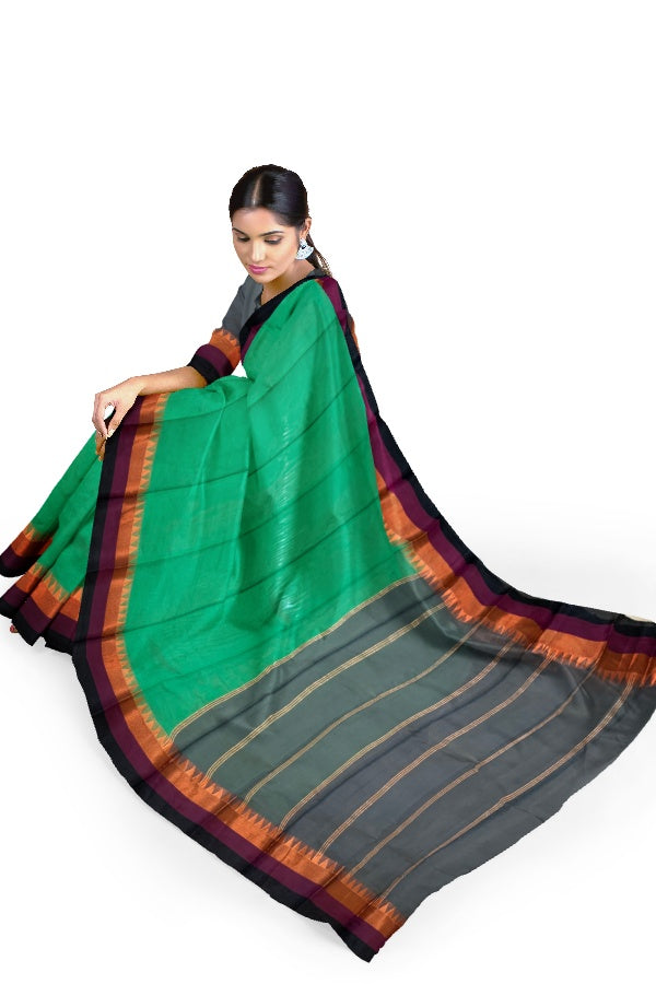 SAMVITA Green South Cotton Silk Saree with Zari Border - Tradition meets the latest trends