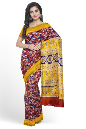 SAMVITA Red Cotton Saree - Pure Cotton Elegance With All Over Printed Design