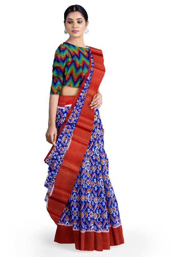 Blue Blended Silk Ikkat Saree - Samvita