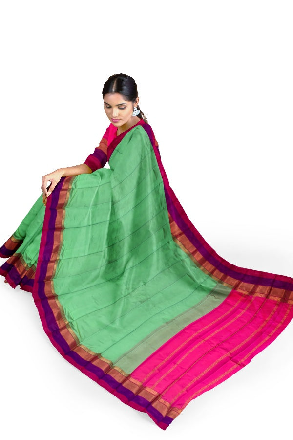 SAMVITA Green South Cotton Silk Saree with Zari Border - Tradition meets the latest trends