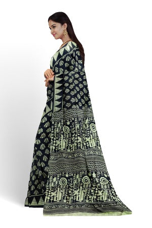 SAMVITA Black Cotton Saree - Pure Cotton Elegance With All Over Printed Design