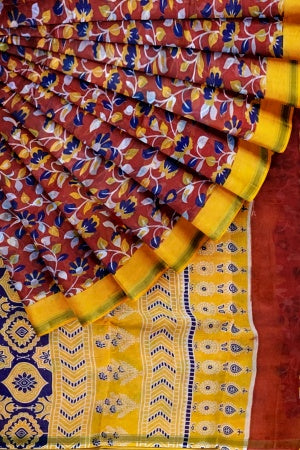 SAMVITA Red Cotton Saree - Pure Cotton Elegance With All Over Printed Design