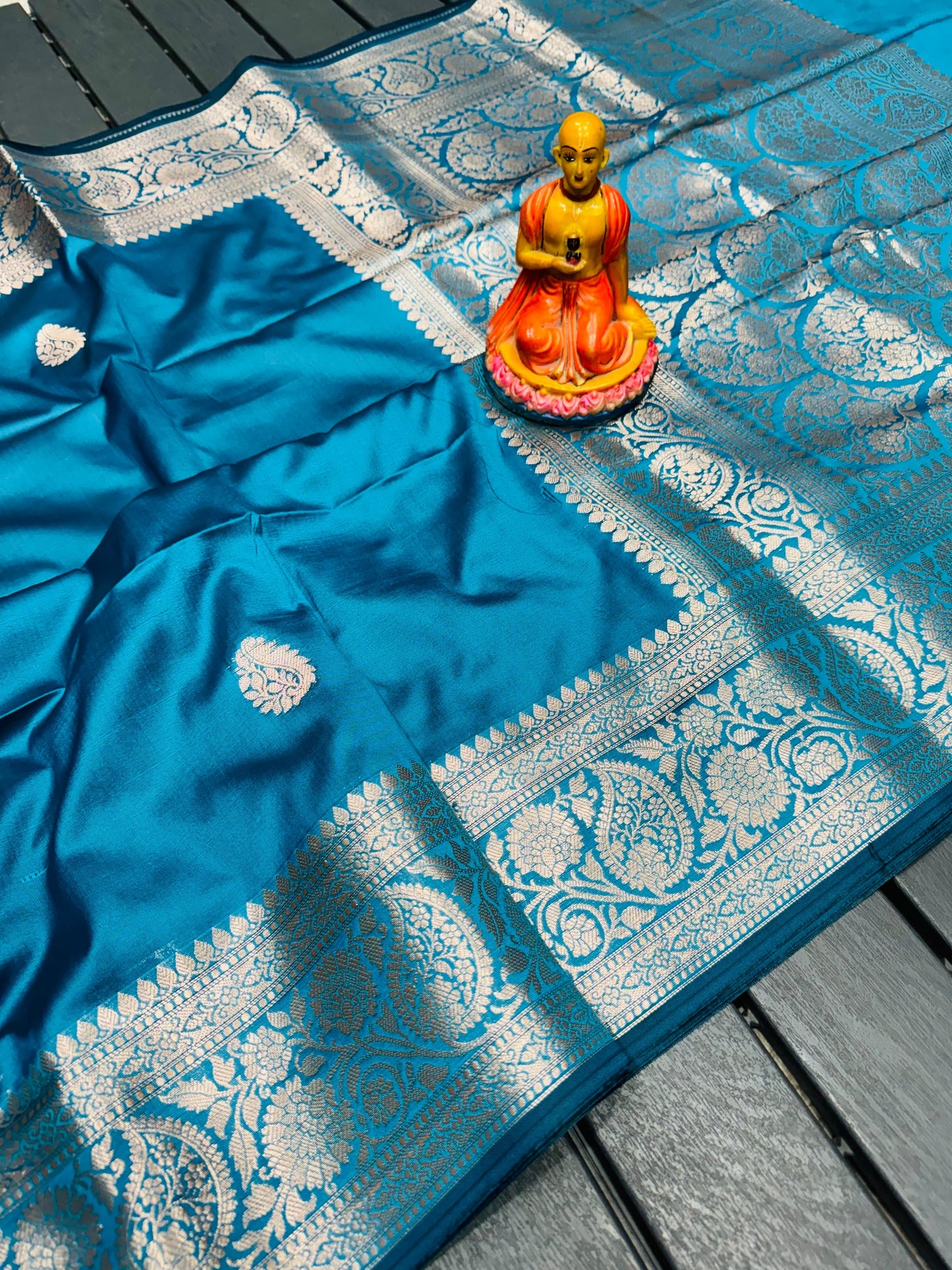 Blue Muga Kataan Silk Saree with Rich Zari Work