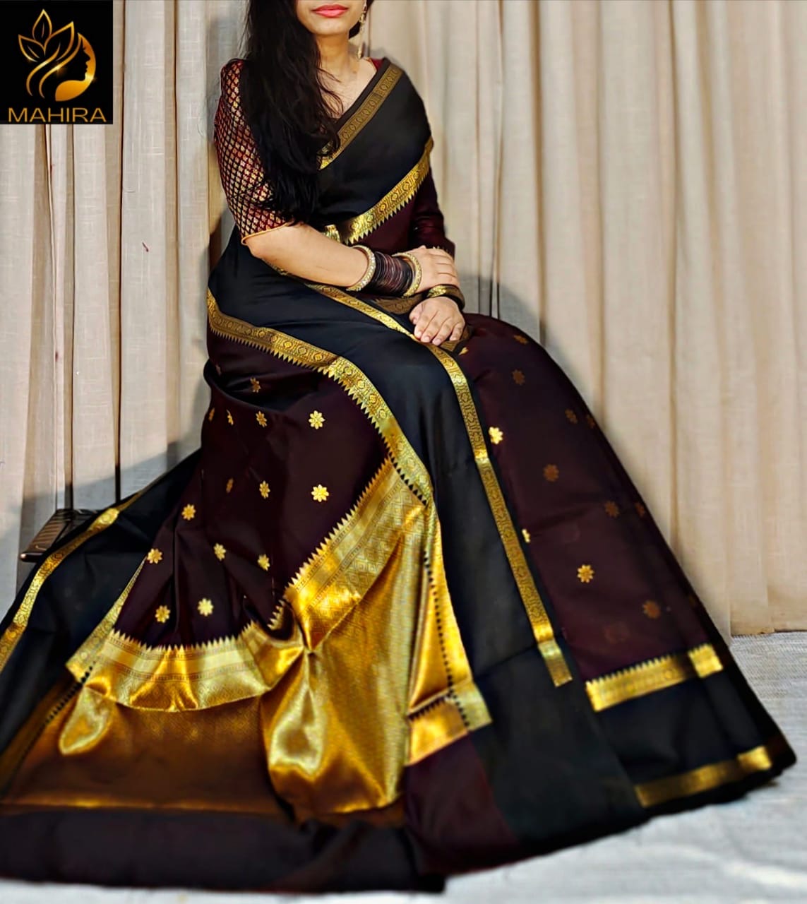 SAMVITA Maroon Silk Saree with Blouse Piece – Shimmering Elegance in Every Fold