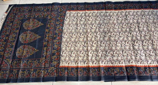 Sustainable Cream Silk Saree | Handwoven Banana Stem Fiber | Samvita