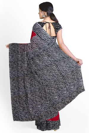 SAMVITA Red Cotton Saree - Pure Cotton Elegance With All Over Printed Design