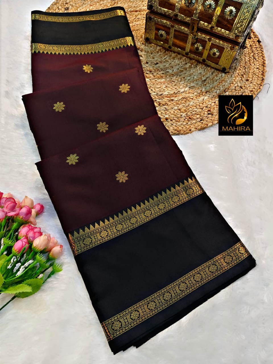 SAMVITA Maroon Silk Saree with Blouse Piece – Shimmering Elegance in Every Fold