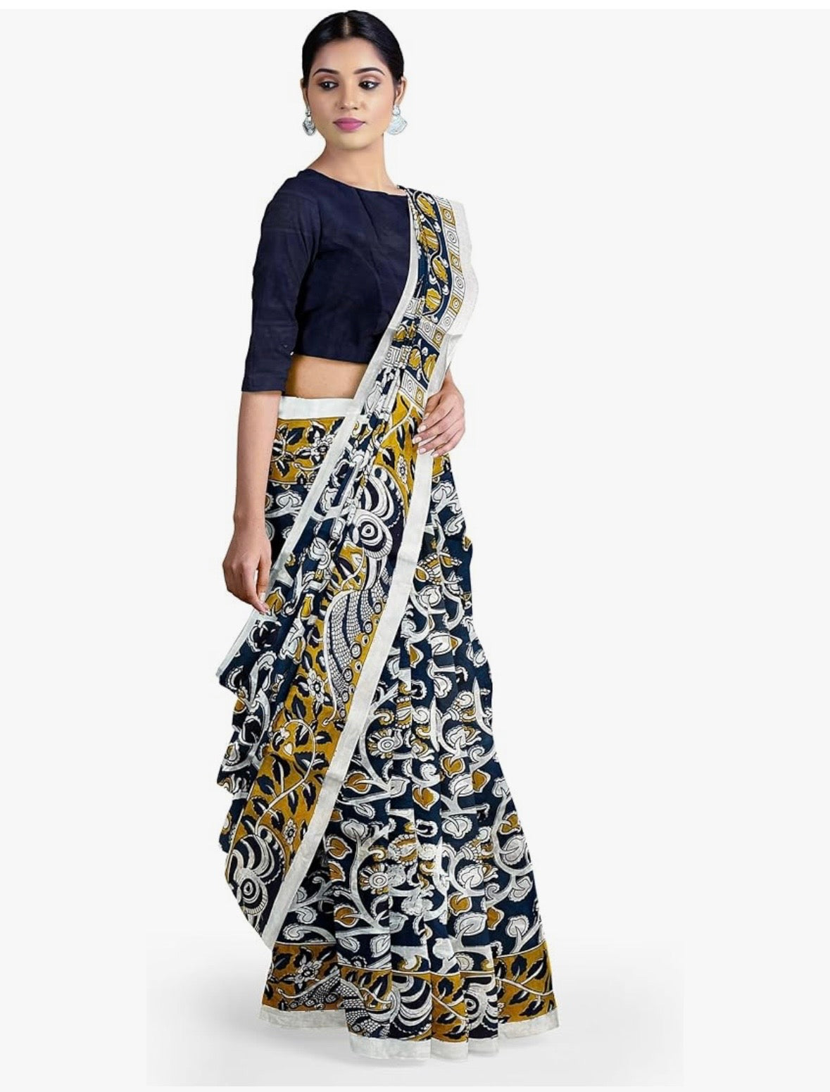 Blue Cotton Mulmul Saree with Blouse Piece – Earthy Elegance in a Feather-Light Drape