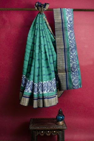 Blue Bengal Handloom Saree - Samvita Pure Cotton Elegance