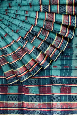 Blue Bengal Handloom Saree - Samvita Pure Cotton Elegance With All Over Woven Design