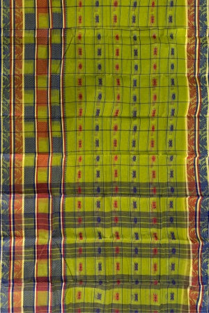 Green Bengal Handloom Saree - Samvita Pure Cotton Elegance With All Over Woven Design
