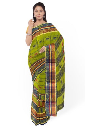 Green Bengal Handloom Saree - Samvita Pure Cotton Elegance With All Over Woven Design