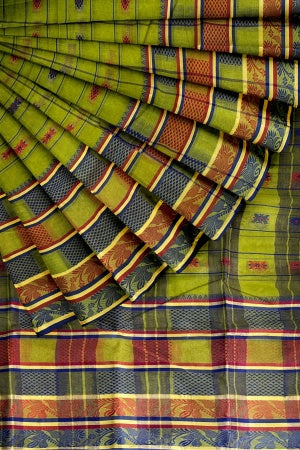 Green Bengal Handloom Saree - Samvita Pure Cotton Elegance With All Over Woven Design