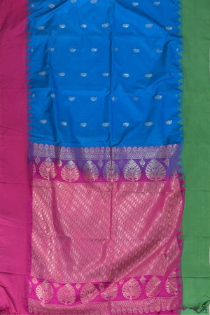 SAMVITA Blue Silk Saree with Blouse Piece – Shimmering Elegance in Every Fold