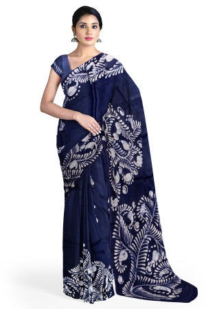Soft Cotton Batik Painted Saree with Blouse Piece