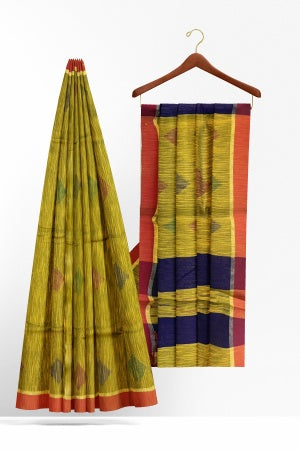 Mustard Yellow Handloom Soft Saree With Blouse Piece - Samvita Cotton Elegance