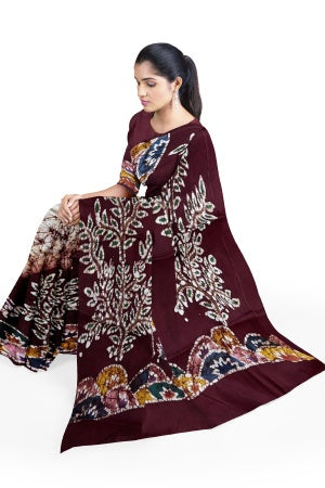 Soft Cotton Batik Painted Saree with Blouse Piece