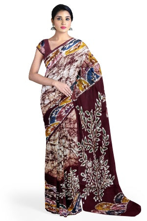 Soft Cotton Batik Painted Saree with Blouse Piece