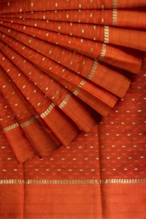 SAMVITA Orange Art Silk Saree with Blouse Piece – Shimmering Elegance in Every Fold