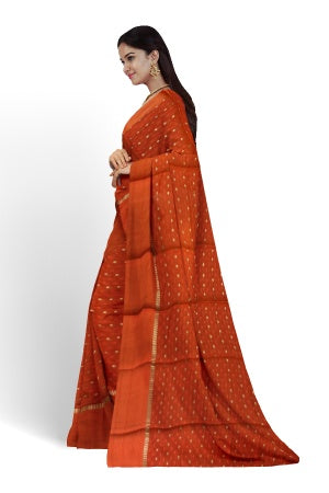 SAMVITA Orange Art Silk Saree with Blouse Piece – Shimmering Elegance in Every Fold