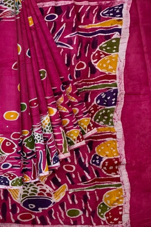 Soft Cotton Batik Painted Saree with Blouse Piece
