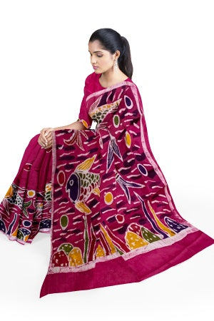 Soft Cotton Batik Painted Saree with Blouse Piece