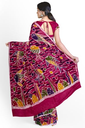 Soft Cotton Batik Painted Saree with Blouse Piece
