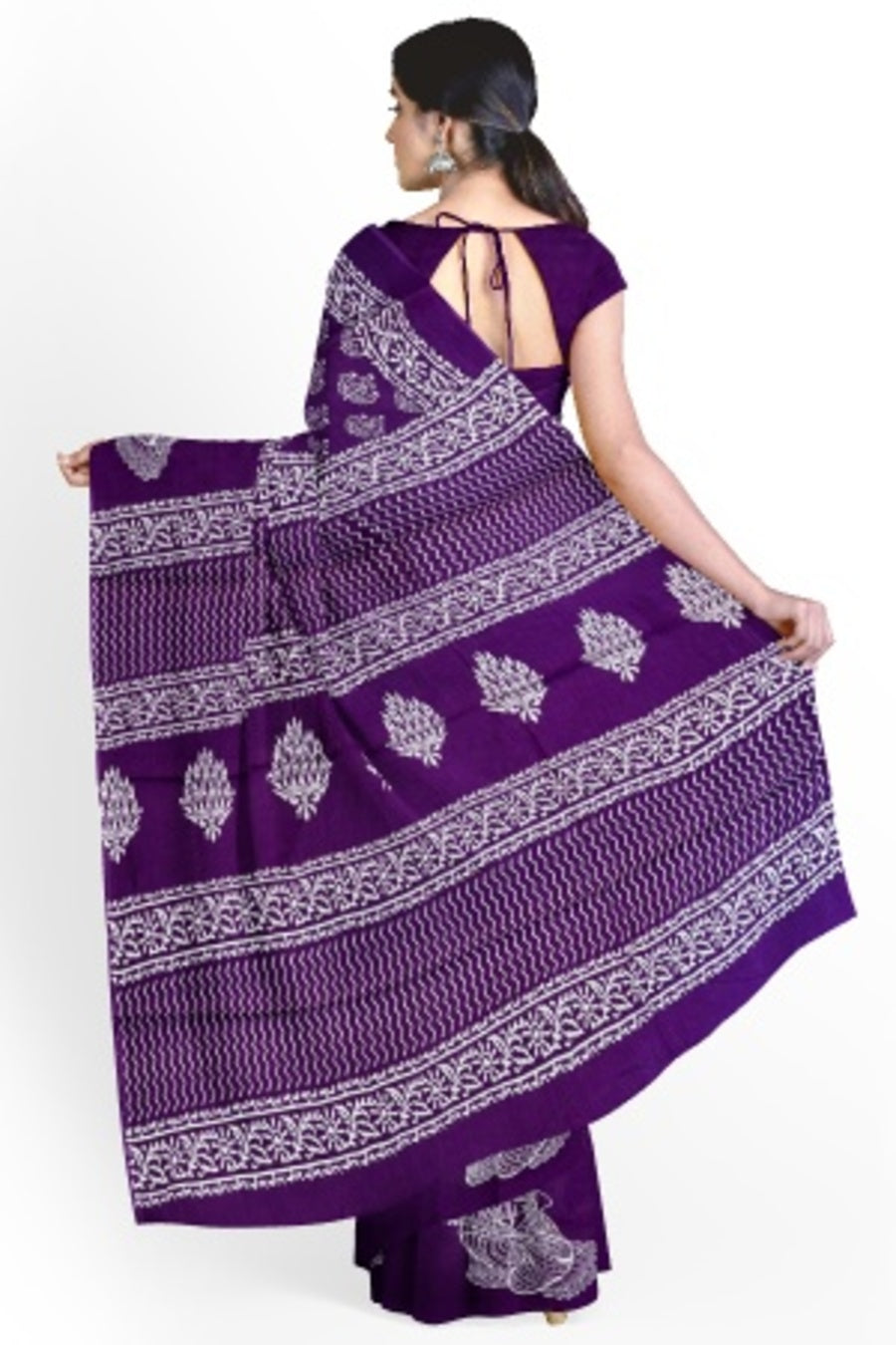 Purple Cotton Mulmul Saree with Blouse Piece – Earthy Elegance in a Feather-Light Drape